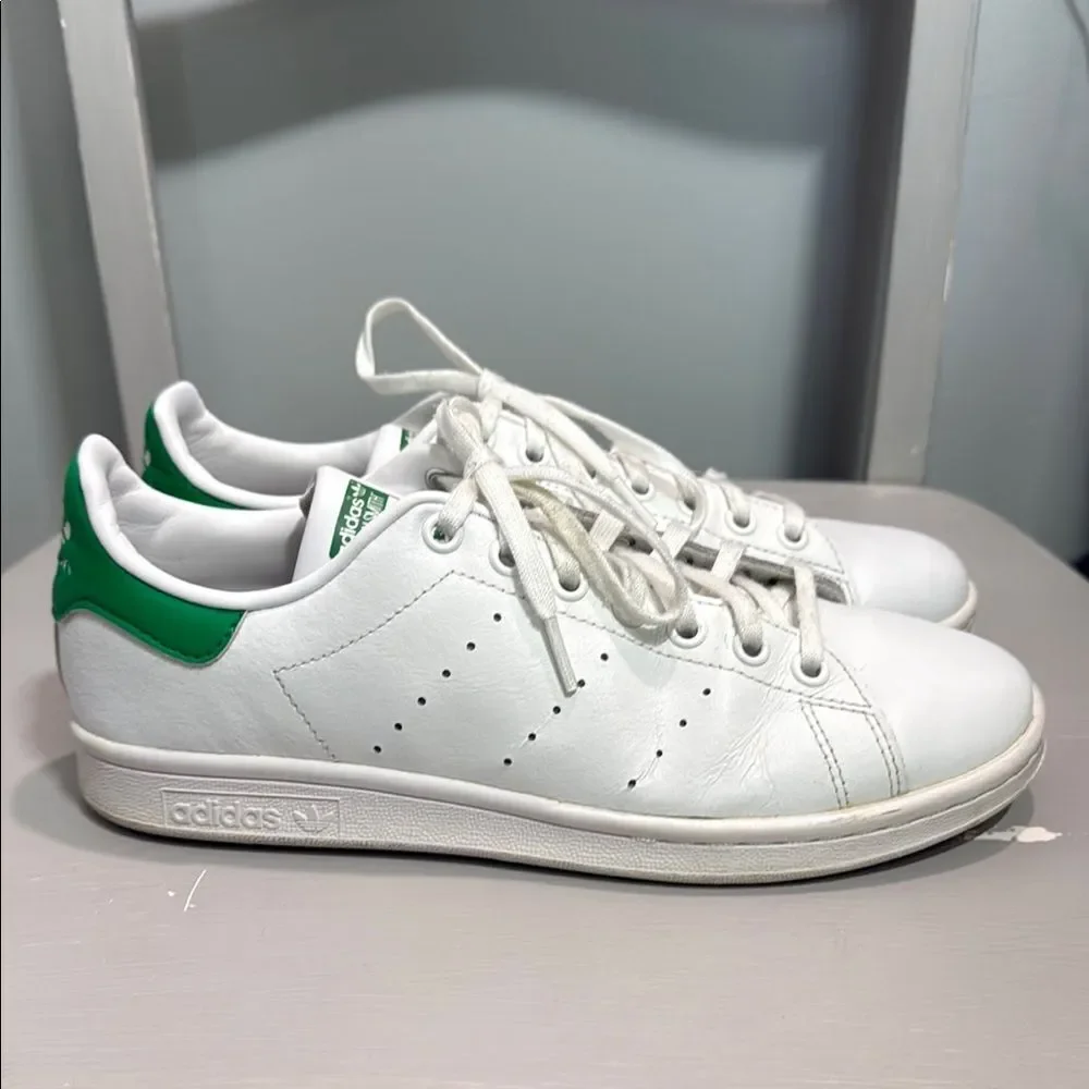 Men’s Adidas Stan Smith Endorsed White and Green Leather Sneakers size 7